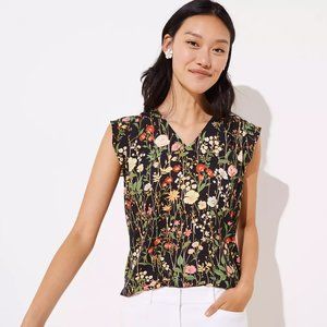FLORAL FLUTTER CAP SLEEVE SHELL